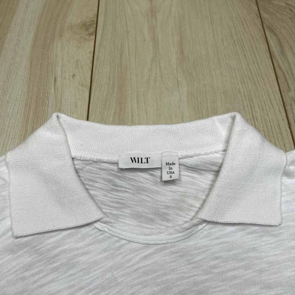 WILT Women's Asymmetrical Long Sleeve Pullover Cotton Top White Size Small USA - Picture 6 of 13